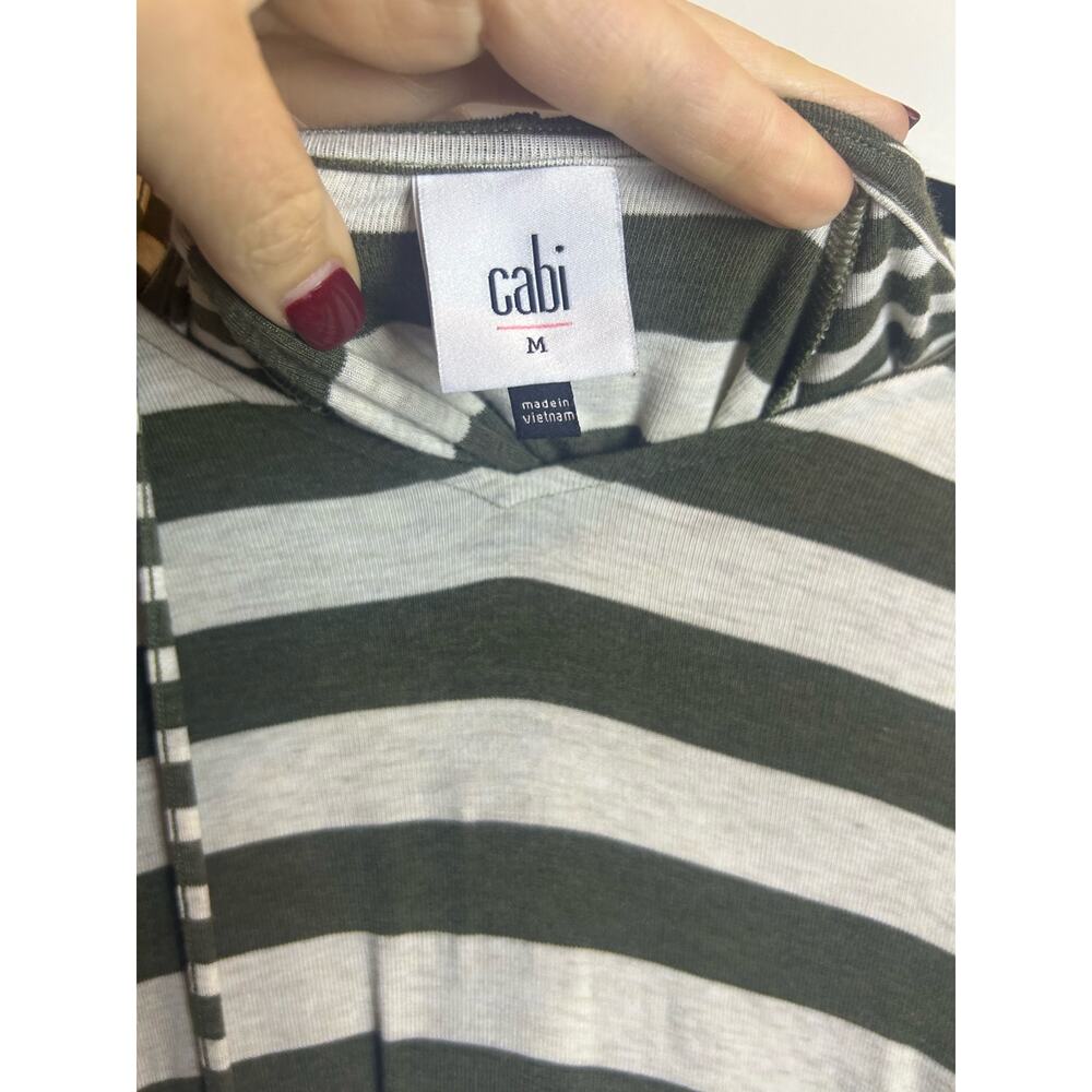 Cabi Sweater Striped Hoodie Women Size Medium M Hunter Grey Casual - Picture 3 of 7